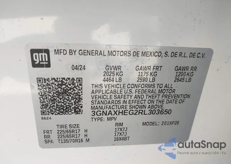 2024 Chevrolet Equinox Fwd Ls from USA, damaged, VIN 3GNAXHEG2RL303650